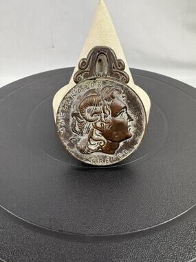 Vintage Greek Bronze Paperweight Clip Alexander the Great Trireme Greece